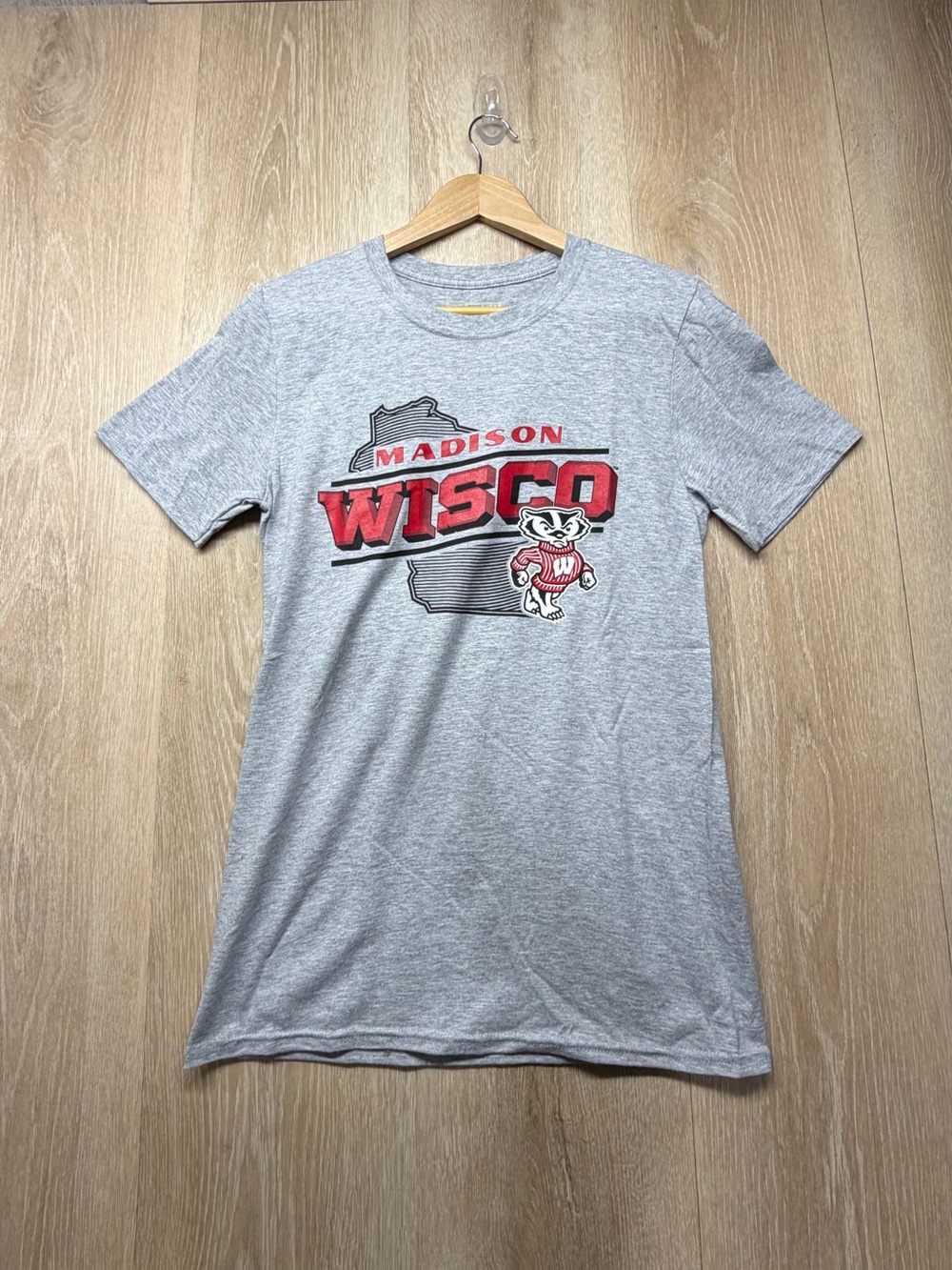 Madison Wisco Grey Short-Sleeve Graphic Tee